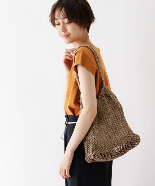 DRESKIP（ドレスキップ）の「◆レーヨン手編みトート（トートバッグ・レディース・ブラック/ベージュ/アイボリー・00）」の10枚目の写真