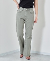 カットオフ ライトデニムフレアーパンツ