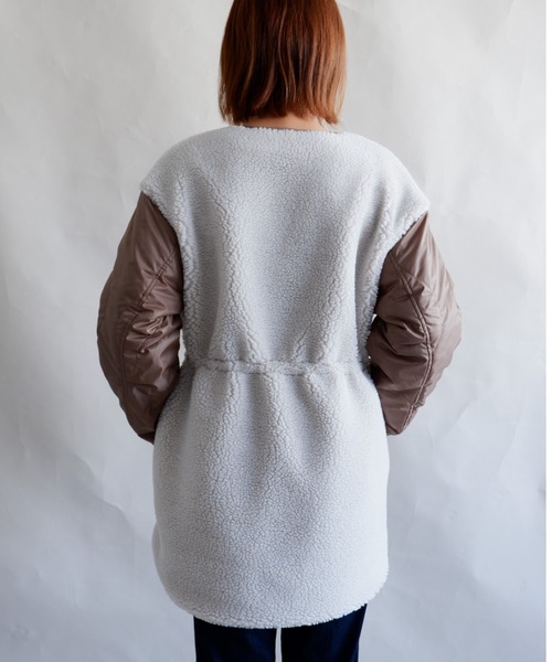 MANASTASH（マナスタッシュ）の「MANASTASH/マナスタッシュ　W's REVERSIBLE JKT　ウィメンズ　リバーシブル　ジャケット　ボア（ブルゾン・レディース・ナチュラル/ブラック・MEDIUM）」の3枚目の写真