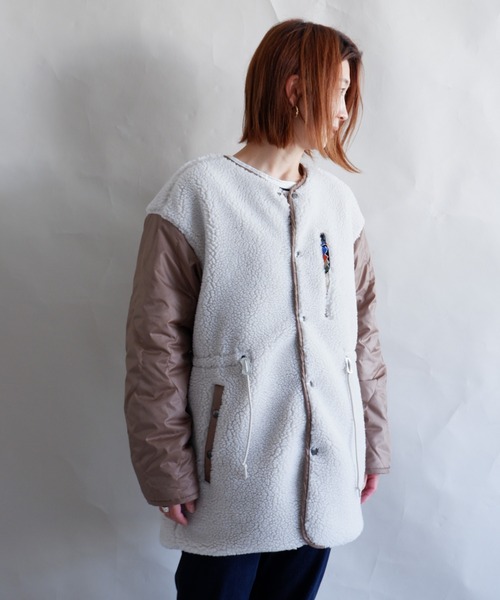 MANASTASH（マナスタッシュ）の「MANASTASH/マナスタッシュ　W's REVERSIBLE JKT　ウィメンズ　リバーシブル　ジャケット　ボア（ブルゾン・レディース・ナチュラル/ブラック・MEDIUM）」の6枚目の写真
