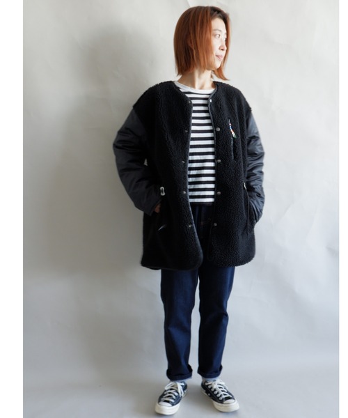 MANASTASH（マナスタッシュ）の「MANASTASH/マナスタッシュ　W's REVERSIBLE JKT　ウィメンズ　リバーシブル　ジャケット　ボア（ブルゾン・レディース・ナチュラル/ブラック・MEDIUM）」の16枚目の写真