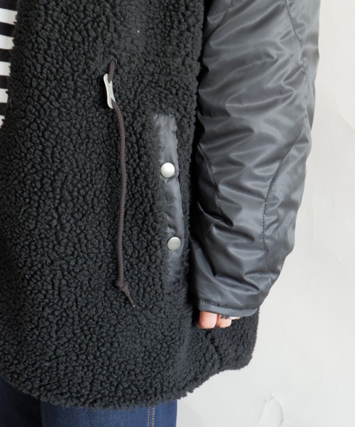 MANASTASH（マナスタッシュ）の「MANASTASH/マナスタッシュ　W's REVERSIBLE JKT　ウィメンズ　リバーシブル　ジャケット　ボア（ブルゾン・レディース・ナチュラル/ブラック・MEDIUM）」の9枚目の写真