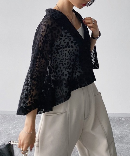 PAGEBOY(ページボーイ)の「【CORE】レオパード柄シアーショートシャツ(シャツ/ブラウス・レディース・ブラック/ホワイト系その他・FREE)」の10枚目の写真