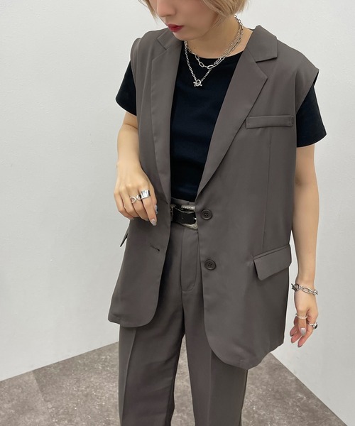 apres jour mignon（アプレジュールミニョン）の「ノースリジレ 【SETUP可能】【ZOZOTOWN限定アイテム】（ベスト・レディース・チャコールグレー/ブラック/カーキ/パープル・フリー/X-LARGE）」の11枚目の写真