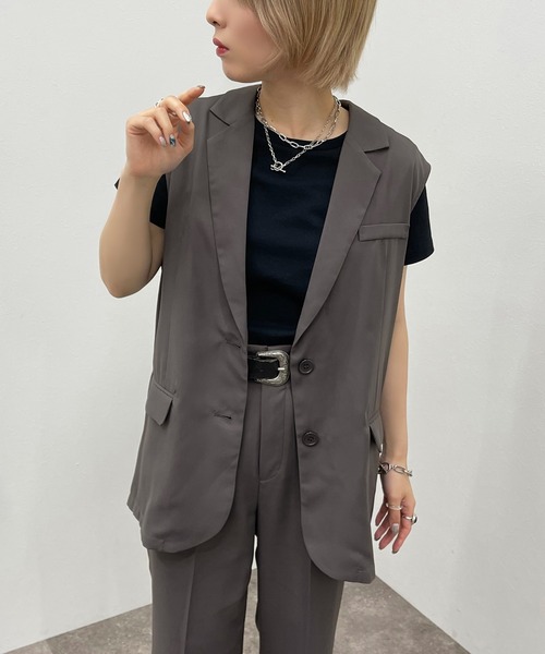 apres jour mignon（アプレジュールミニョン）の「ノースリジレ 【SETUP可能】【ZOZOTOWN限定アイテム】（ベスト・レディース・チャコールグレー/ブラック/カーキ/パープル・フリー/X-LARGE）」の13枚目の写真