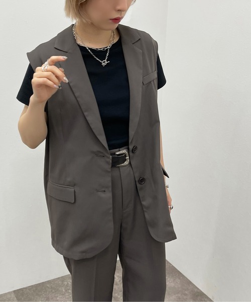 apres jour mignon（アプレジュールミニョン）の「ノースリジレ 【SETUP可能】【ZOZOTOWN限定アイテム】（ベスト・レディース・チャコールグレー/ブラック/カーキ/パープル・フリー/X-LARGE）」の14枚目の写真