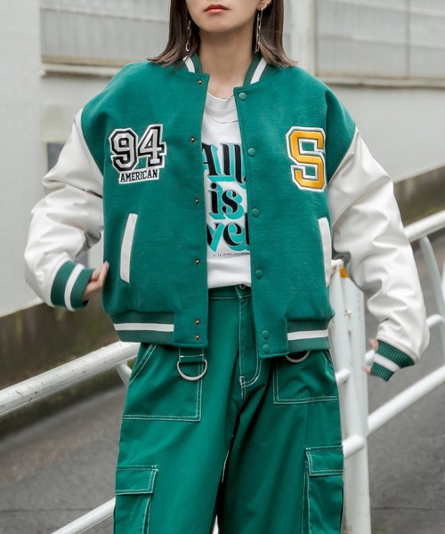 RASVOA(ラスボア)の「Naughtyスタジアムジャンパー/スタジャン(スタジャン・レディース・ブラック/ブルー/ブラック系その他/グリーン・FREE)」の15枚目の写真