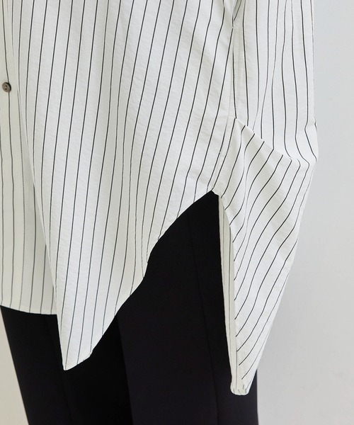 ROPE' PICNIC（ロペピクニック）の「先染めストライプ＆無地ワッシャーオーバーサイズシャツワンピース（シャツワンピース・レディース・ホワイト系その他/ラベンダー・38）」の10枚目の写真