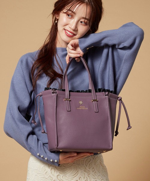 LITTLE ACCESSORIES（リトルアクセサリーズ）の「フリルのバッグイン付き３WAYトートバッグ（トートバッグ・レディース・ブラック/ベージュ/パープル/ネイビー・フリー）」の4枚目の写真