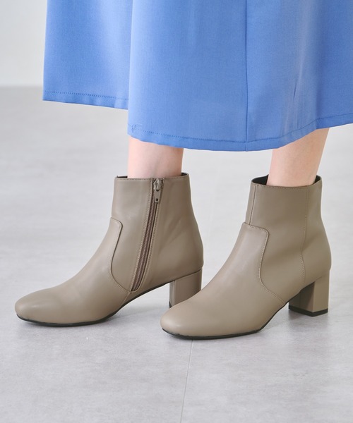 ORiental TRaffic（オリエンタルトラフィック）の「スクエアトゥ切替ミドルブーツ/11415（ブーツ・レディース・ホワイト/ブラック/グレー/ベージュ・3L/M/LL/S/L/SS）」の3枚目の写真