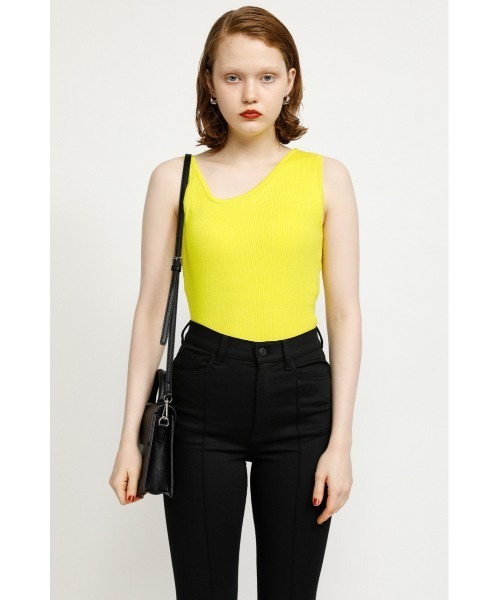 SLY（スライ）の「ASYMMETRY SLASH T/T アシンメトリー タンクトップ（タンクトップ・レディース・ホワイト/ライム/ブラウン/ブラック・FREE）」の18枚目の写真