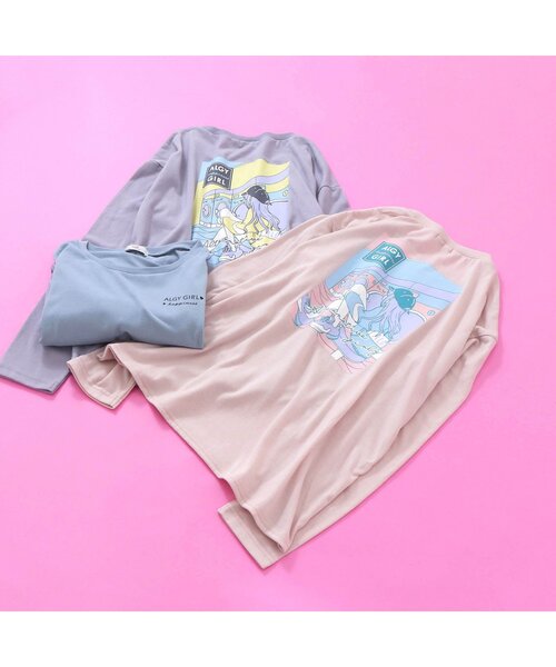 algy（アルジー）の「エモプリントロンT（Tシャツ/カットソー・キッズ・サックスブルー/ピンク/ラベンダー・MEDIUM/XX-SMALL/SMALL/X-SMALL）」の5枚目の写真