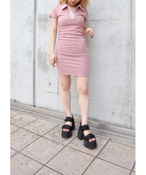 FIG&VIPER(フィグアンドバイパー)の「衿付きComfyカットOP(Tシャツ/カットソー・レディース・グレー/ブラック/ピンク・FREE)」の1枚目の写真