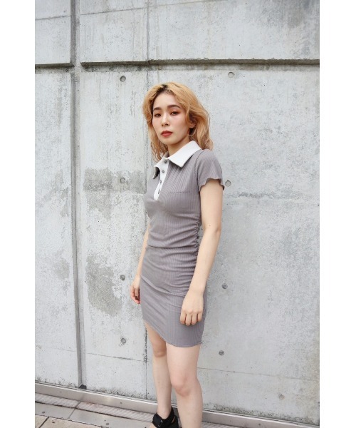 FIG&VIPER(フィグアンドバイパー)の「衿付きComfyカットOP(Tシャツ/カットソー・レディース・グレー/ブラック/ピンク・FREE)」の6枚目の写真