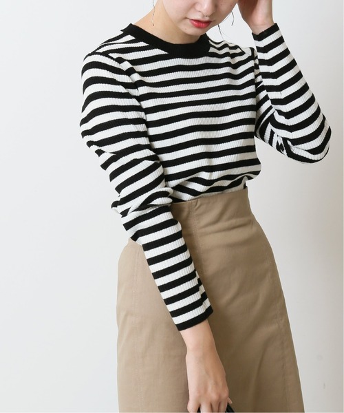 Simplicite（サンプリシテ）の「3*2 リブプルオーバー◆（Tシャツ/カットソー・レディース・ブラック/ライトグレー/マスタード・FREE）」の2枚目の写真