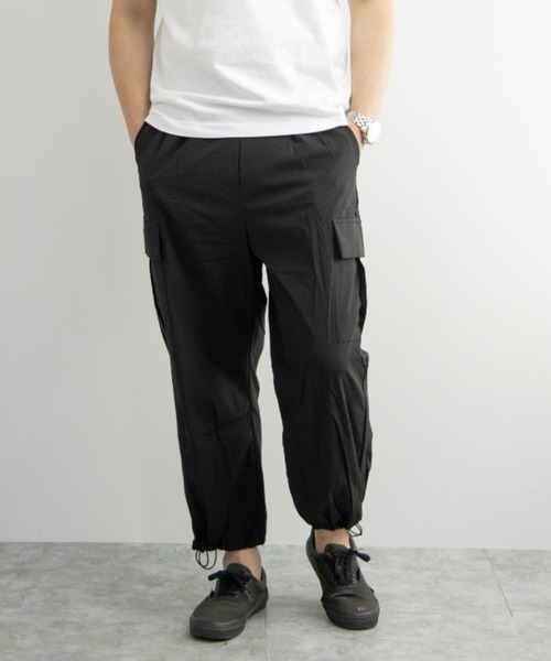 SKKONE(スコーネ)の「ナイロンストレッチ ワイドカーゴパンツ(カーゴパンツ・メンズ・ブラック/オリーブ・LL/M/L)」の17枚目の写真