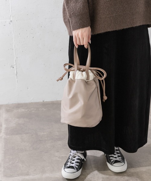 URBAN RESEARCH Sonny Label（アーバンリサーチサニーレーベル）の「リバーシブルボア巾着バッグ（ハンドバッグ・レディース・グレー/オフホワイト/アニマル・ONE）」の6枚目の写真