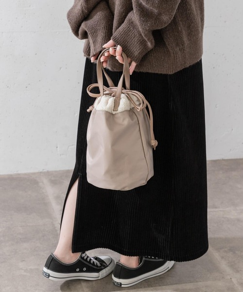 URBAN RESEARCH Sonny Label（アーバンリサーチサニーレーベル）の「リバーシブルボア巾着バッグ（ハンドバッグ・レディース・グレー/オフホワイト/アニマル・ONE）」の7枚目の写真