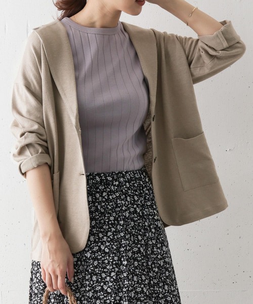 URBAN RESEARCH DOORS（アーバンリサーチドアーズ）の「リネンカットテーラージャケット∴（テーラードジャケット・レディース・ライトグレー/ベージュ・ONE）」の14枚目の写真