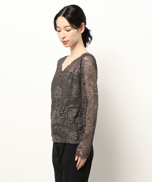 Chico(チコ)の「【SALON by Chico限定】スカラップレースロンT(Tシャツ/カットソー・レディース・アイボリー/チャコールグレー/ピンク・FREE/SMALL)」の22枚目の写真