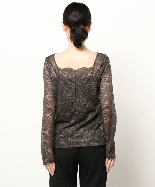 Chico(チコ)の「【SALON by Chico限定】スカラップレースロンT(Tシャツ/カットソー・レディース・アイボリー/チャコールグレー/ピンク・FREE/SMALL)」の6枚目の写真