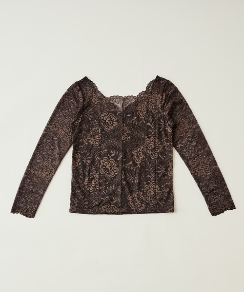 Chico(チコ)の「【SALON by Chico限定】スカラップレースロンT(Tシャツ/カットソー・レディース・アイボリー/チャコールグレー/ピンク・FREE/SMALL)」の16枚目の写真