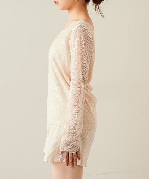 Chico(チコ)の「【SALON by Chico限定】スカラップレースロンT(Tシャツ/カットソー・レディース・アイボリー/チャコールグレー/ピンク・FREE/SMALL)」の21枚目の写真