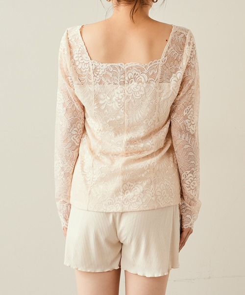 Chico(チコ)の「【SALON by Chico限定】スカラップレースロンT(Tシャツ/カットソー・レディース・アイボリー/チャコールグレー/ピンク・FREE/SMALL)」の5枚目の写真