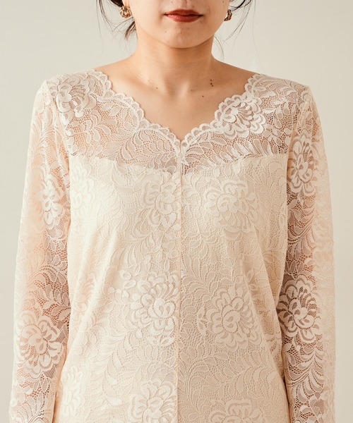 Chico(チコ)の「【SALON by Chico限定】スカラップレースロンT(Tシャツ/カットソー・レディース・アイボリー/チャコールグレー/ピンク・FREE/SMALL)」の8枚目の写真