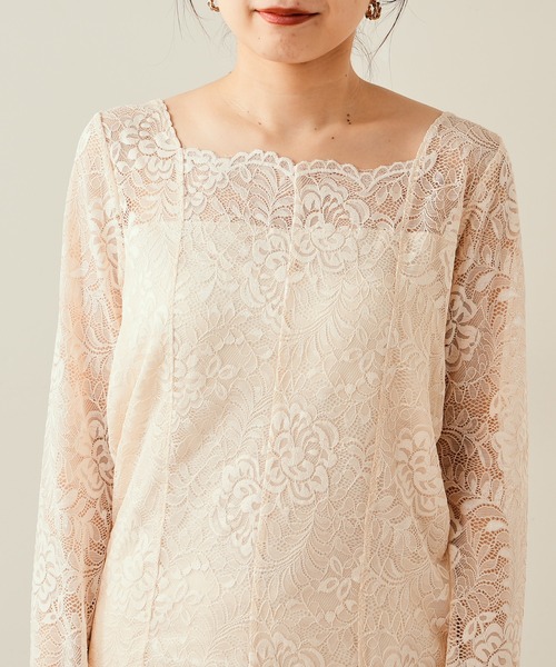 Chico(チコ)の「【SALON by Chico限定】スカラップレースロンT(Tシャツ/カットソー・レディース・アイボリー/チャコールグレー/ピンク・FREE/SMALL)」の19枚目の写真