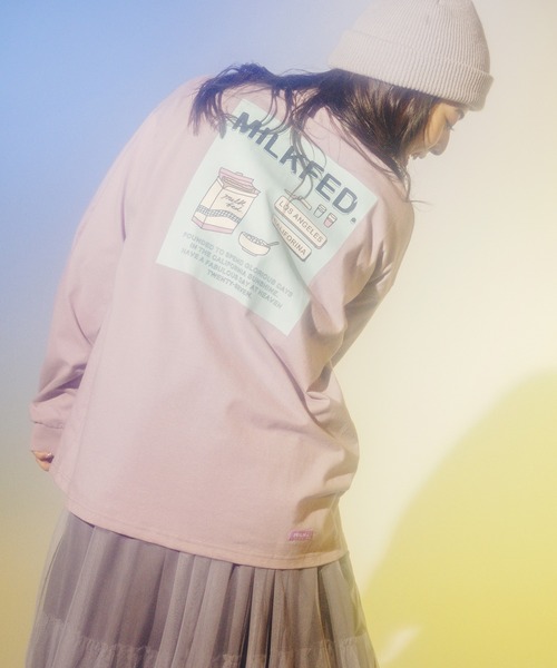 MILKFED.(ミルクフェド)の「LS TEE CEREAL(Tシャツ/カットソー・レディース・ブラック/ベージュ/ホワイト/ライトパープル・ONE SIZE)」の4枚目の写真