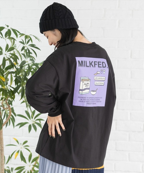 MILKFED.(ミルクフェド)の「LS TEE CEREAL(Tシャツ/カットソー・レディース・ブラック/ベージュ/ホワイト/ライトパープル・ONE SIZE)」の2枚目の写真