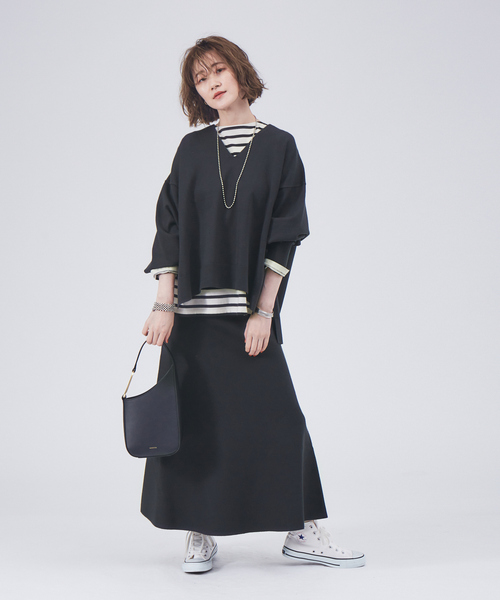 Rouge vif(ルージュヴィフ)の「【セットアップ対応】Vネックゆったりニットプルオーバー(ニット/セーター・レディース・アイボリー/セージグリーン/チャコールグレー・フリー)」の4枚目の写真