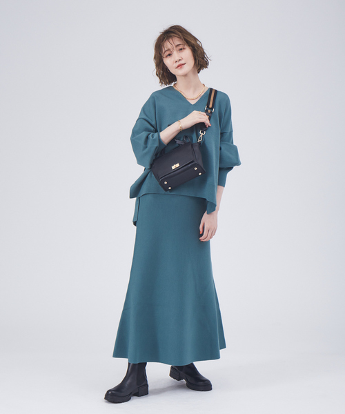 Rouge vif(ルージュヴィフ)の「【セットアップ対応】Vネックゆったりニットプルオーバー(ニット/セーター・レディース・アイボリー/セージグリーン/チャコールグレー・フリー)」の14枚目の写真