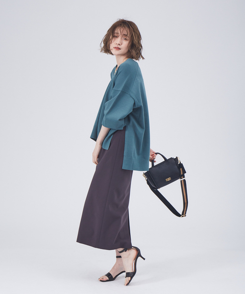 Rouge vif(ルージュヴィフ)の「【セットアップ対応】Vネックゆったりニットプルオーバー(ニット/セーター・レディース・アイボリー/セージグリーン/チャコールグレー・フリー)」の9枚目の写真