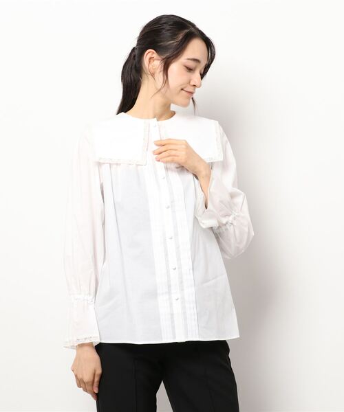 LA MARINE FRANCAISE(マリン フランセーズ)の「レースのセーラーブラウス(シャツ/ブラウス・レディース・ホワイト/ブラック・F)」の9枚目の写真