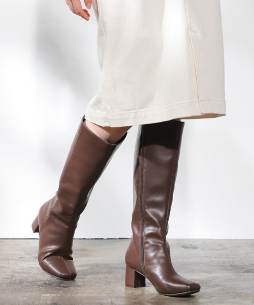 Honeys（ハニーズ）の「ヒールロングブーツ（ブーツ・レディース・ダークブラウン/ブラック・M/L）」の7枚目の写真