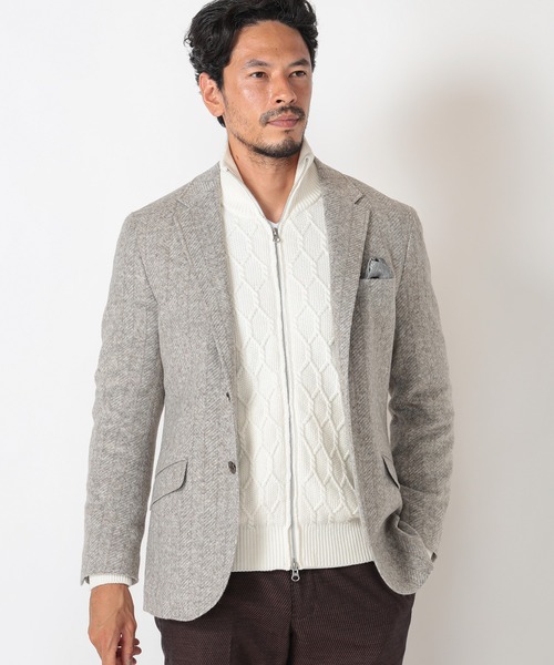 MEN'S BIGI（メンズビギ）の「【LANIFICIO ROMA/ラニフィーチョ ローマ】ジャージジャケット fabric made in italy（テーラードジャケット・メンズ・グレー/ライトベージュ/ブラウン/ネイビー・03/04/01/02）」の19枚目の写真