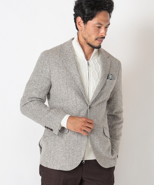 MEN'S BIGI（メンズビギ）の「【LANIFICIO ROMA/ラニフィーチョ ローマ】ジャージジャケット fabric made in italy（テーラードジャケット・メンズ・グレー/ライトベージュ/ブラウン/ネイビー・03/04/01/02）」の14枚目の写真