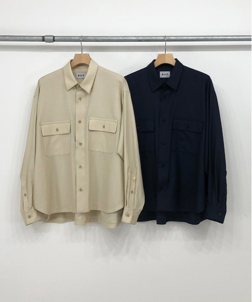 KIIT(キート)の「KIIT キート / L/SLEEVE POCKET SHIRT オーバーサイズ 長袖ポケットシャツ / KIM-B97-003(シャツ/ブラウス・メンズ・ライトベージュ/ダークネイビー・2/1/3)」の10枚目の写真