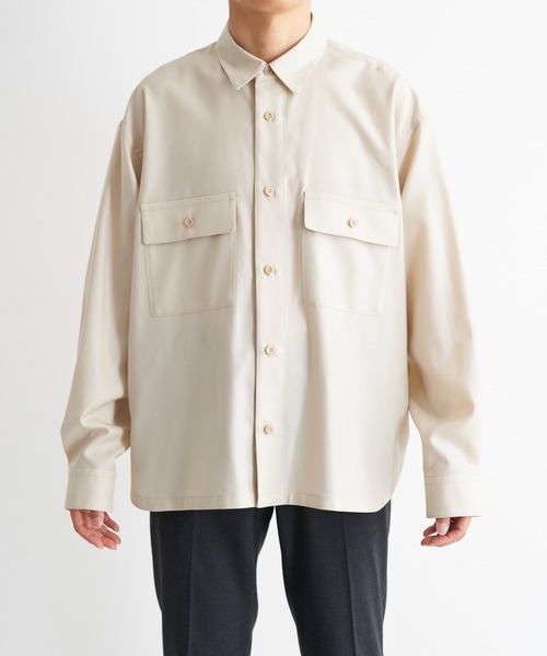 KIIT(キート)の「KIIT キート / L/SLEEVE POCKET SHIRT オーバーサイズ 長袖ポケットシャツ / KIM-B97-003(シャツ/ブラウス・メンズ・ライトベージュ/ダークネイビー・2/1/3)」の13枚目の写真