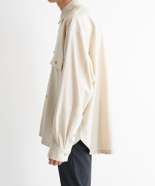 KIIT(キート)の「KIIT キート / L/SLEEVE POCKET SHIRT オーバーサイズ 長袖ポケットシャツ / KIM-B97-003(シャツ/ブラウス・メンズ・ライトベージュ/ダークネイビー・2/1/3)」の14枚目の写真