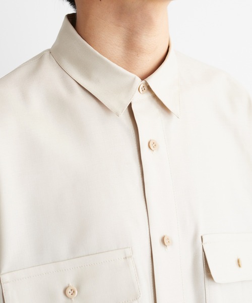 KIIT(キート)の「KIIT キート / L/SLEEVE POCKET SHIRT オーバーサイズ 長袖ポケットシャツ / KIM-B97-003(シャツ/ブラウス・メンズ・ライトベージュ/ダークネイビー・2/1/3)」の19枚目の写真