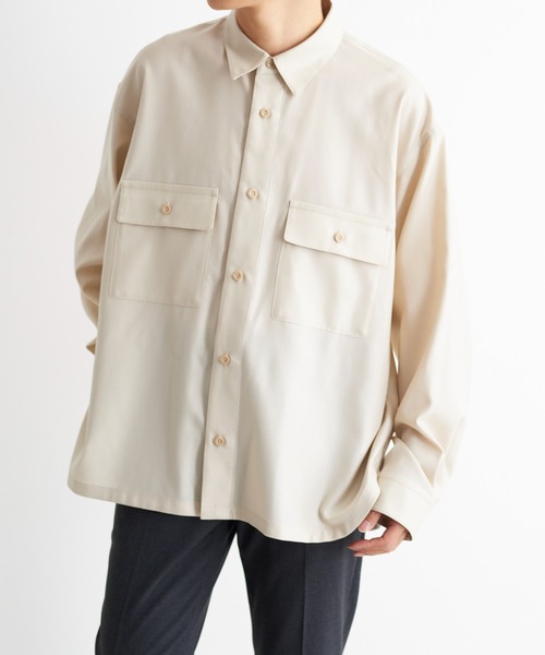KIIT(キート)の「KIIT キート / L/SLEEVE POCKET SHIRT オーバーサイズ 長袖ポケットシャツ / KIM-B97-003(シャツ/ブラウス・メンズ・ライトベージュ/ダークネイビー・2/1/3)」の12枚目の写真