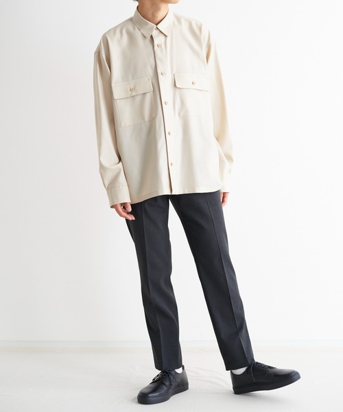 KIIT(キート)の「KIIT キート / L/SLEEVE POCKET SHIRT オーバーサイズ 長袖ポケットシャツ / KIM-B97-003(シャツ/ブラウス・メンズ・ライトベージュ/ダークネイビー・2/1/3)」の22枚目の写真