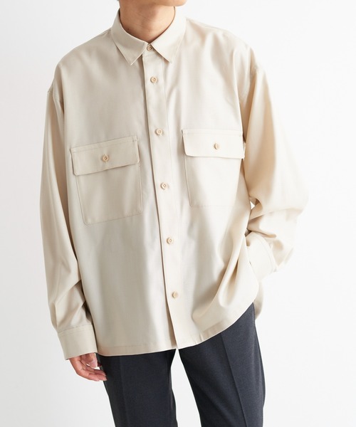 KIIT(キート)の「KIIT キート / L/SLEEVE POCKET SHIRT オーバーサイズ 長袖ポケットシャツ / KIM-B97-003(シャツ/ブラウス・メンズ・ライトベージュ/ダークネイビー・2/1/3)」の11枚目の写真