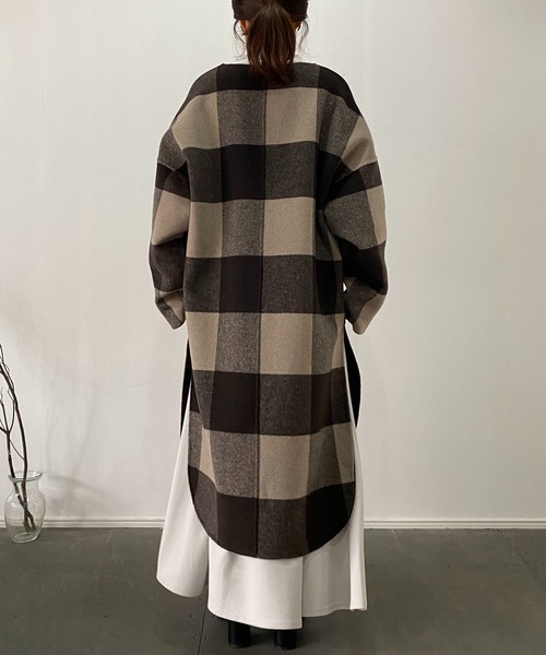 CAPRICIEUX LE'MAGE（カプリシューレマージュ）の「チェックリバノーカラーコート（ノーカラーコート・レディース・ブラック/ブラウン・FREE）」の13枚目の写真