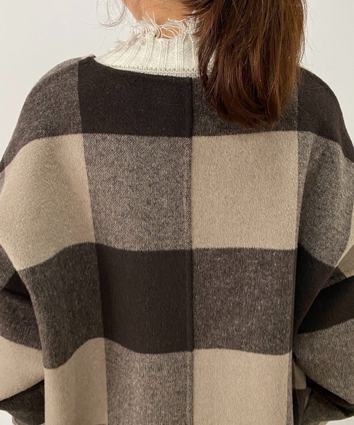 CAPRICIEUX LE'MAGE（カプリシューレマージュ）の「チェックリバノーカラーコート（ノーカラーコート・レディース・ブラック/ブラウン・FREE）」の6枚目の写真