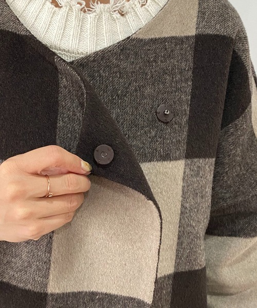 CAPRICIEUX LE'MAGE（カプリシューレマージュ）の「チェックリバノーカラーコート（ノーカラーコート・レディース・ブラック/ブラウン・FREE）」の17枚目の写真