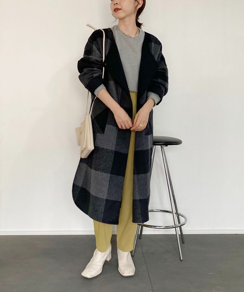 CAPRICIEUX LE'MAGE（カプリシューレマージュ）の「チェックリバノーカラーコート（ノーカラーコート・レディース・ブラック/ブラウン・FREE）」の22枚目の写真
